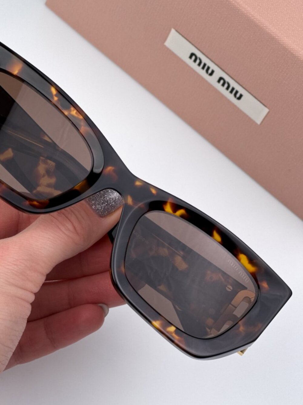 NEW MIU MIU MU09WS VAU06B HONEY HAVANA RECTANGLE SUNGLASSES